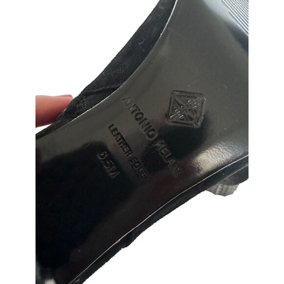 ANTONIO MELANI Black Suede Booties Heels Boots Size 6.5 NEW New without box - Picture 6 of 7